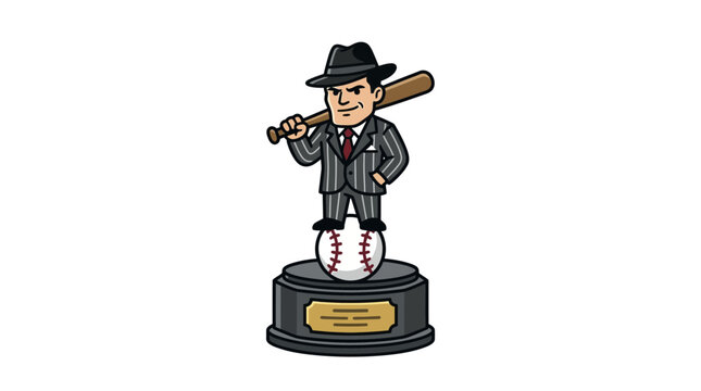 Baseball Trophy Icon with Vintage Player