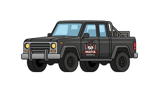 Pixel Art Mafia Truck Illustration