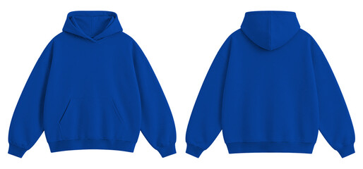 Blue Oversized Blank Hoodie Mockup Front and Back View Isolated on Transparent Background © Daily Mockups