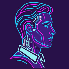 Futuristic holographic avatar profile bust vector visual © Jair Fonseca