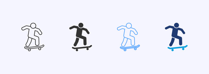 Skateboarding Icon Set Multiple Style Collection Illustration © RiskiAyu