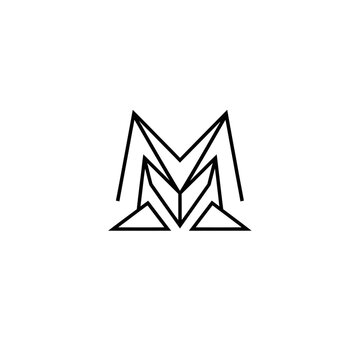 Geometric black and white letter M monogram logo