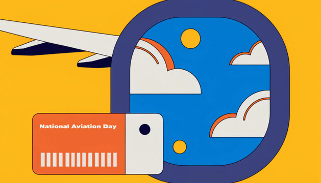 Airplane Window View, Aviation Day, Travel Illustration, Flight Icon