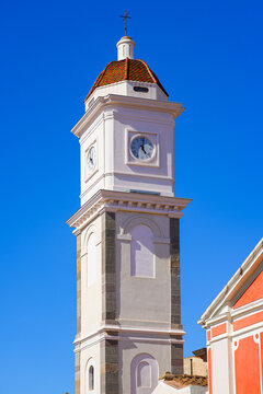 Bell tower (campanile) of the Basilica of Saint Antiochus in Sant'Antioco, Sardinia