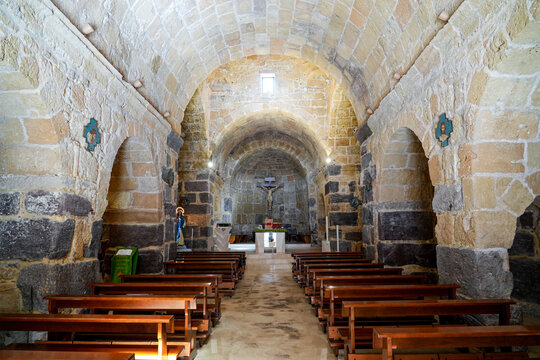 Nave of the Basilica of Saint Antiochus (Basilica di Sant'Antioco Martire) in Sardinia, Italy