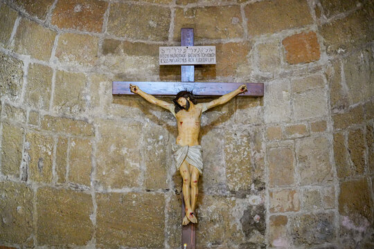 Crucifix in the Basilica of Saint Antiochus (Basilica di Sant'Antioco Martire) in Sardinia, Italy