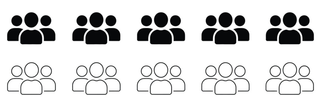 People Icon Collection with Human Person Symbols, Flat Design, User Interface Elements, and Editable Vector Illustration.