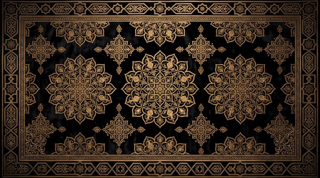 Luxury gold floral patterns, ornate designs, black background, decorative borders, elegant textures