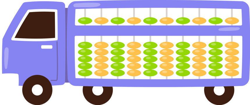 Delivery Truck with Colorful Math Counting Abacus