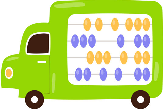 Truk Kargo Hijau dengan Sempoa Edukasi Matematika