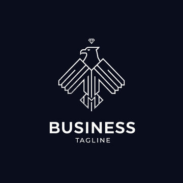 Geometric eagle business logo with diamond icon.