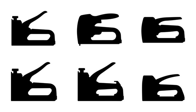 Staple Gun Icons, Heavy Duty Stapler Vector Set, Industrial Tool Silhouettes, Office Supplies