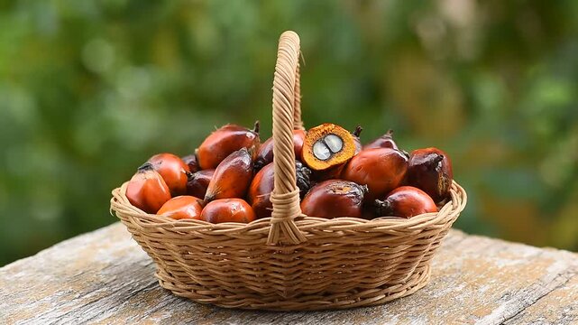 Fresh Palm fruits on natural background.