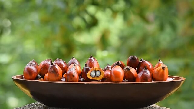 Fresh Palm fruits on natural background.