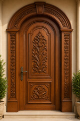 Obraz premium Luxury Front Door with Intricate Floral Carving