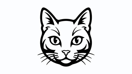 Fototapeta premium Vector illustration of cat face portrait design element in simple black and white styling.