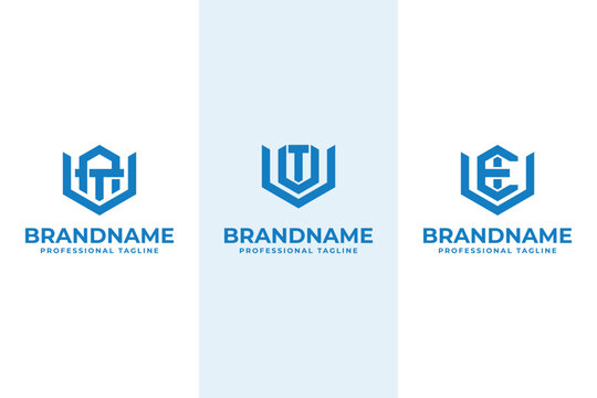 Letters UAT UUT UEI Hexagon Logo, for ATU TUA UTU TUU EIU IUE Initials