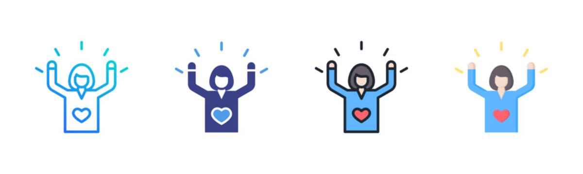 Self Esteem Icon Set Multiple Style Collection