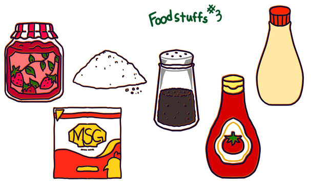 Foodstuffs#3-식재료 조미료 소스 소금 케찹 마요네즈 msg 후추 잼 쨈 딸기쨈 요리 음식 