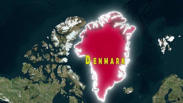 Animated 3D Satellite Map Zoom of Greenland to Denmark 3400 KM Route with Iceland Highlight