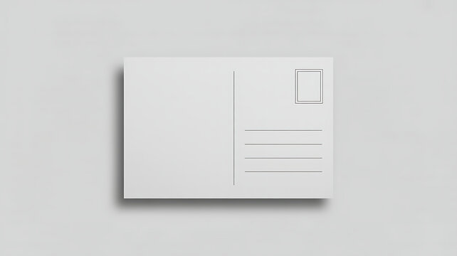 Blank postcard template with address lines and stamp placeholder for mail correspondence and travel greeting messages