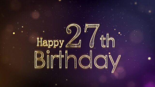 A beautiful banner to wish a Happy 27th Birthday, gold particles with congratulations