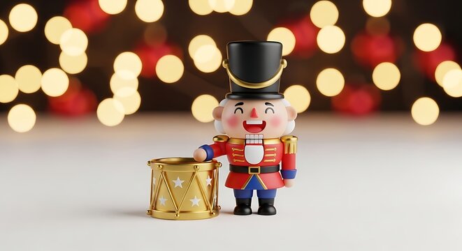 Nutcracker toy with drum and lights.