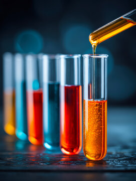 Colorful Chemical Flasks in Laboratory &ndash; Generative AI