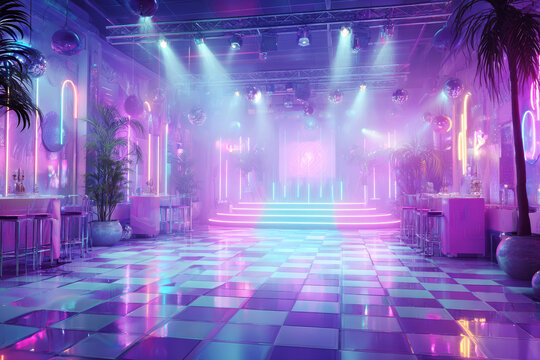 Luxury Event Hall With Colorful Stage Lighting &ndash; Generative AI