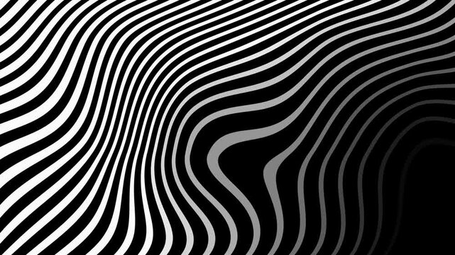 Abstract monochromatic wavy lines form an optical illusion pattern graphic design. Perfect for backgrounds, prints, packaging, and digital artwork.