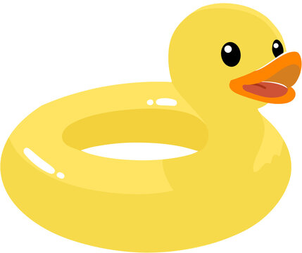 Cute Yellow Duck Swim Ring Illustration