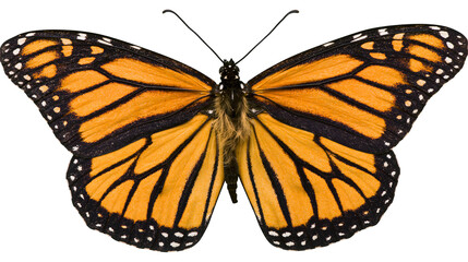 Monarch butterfly with orange and black wings, isolated on transparent background © STUDIOP