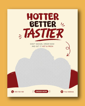 Burger Restaurant Promotional Flyer Template with Modern Fast Food Advertising Poster Design for Cafe, Takeaway and Delivery Menu, Creative Vintage Style Marketing Layout