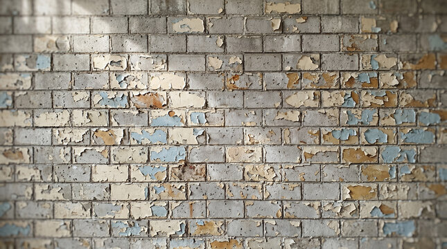 Old peeling painted brick wall weathered texture