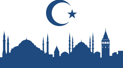 Turkey Skyline Silhouette Featuring Crescent Moon Icon of Islamic Heritage © Bima