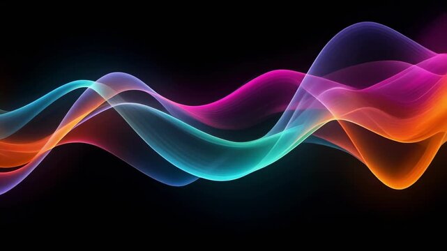 Vibrant colorful waves flowing with dynamic light and energy in an abstract visual symphony