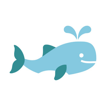 Cartoon whale spouting water