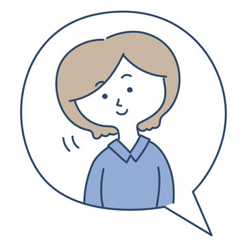 Chat Icon of a Woman Nodding with a Gentle Smile