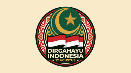 Islamic Crescent Moon Blessing at Indonesia Independence Day Vector Illustration © Bima