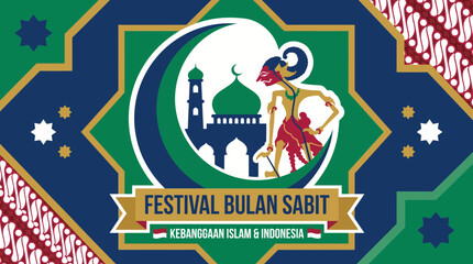 Crescent Moon Festival Vector Illustration Celebrating Islamic and Indonesia National Pride © Bima