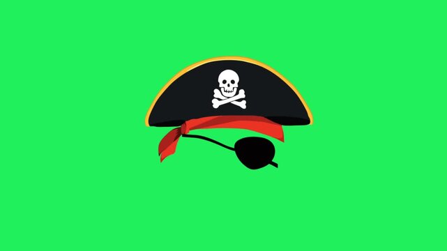 Animated pirate mask on a green background.