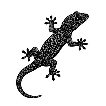 Black gecko lizard isolated on white background. Minimalist reptile vector illustration for wildlife design projects.