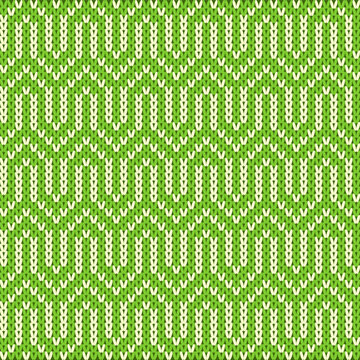 Seamless Nordic Knitting Pattern with Bright Green and White Chevron Waves