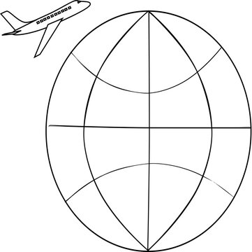Minimalist world globe grid icon with latitude and longitude lines vector illustration isolated on white background.