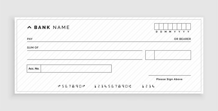 white blank bank cheque or money paper template