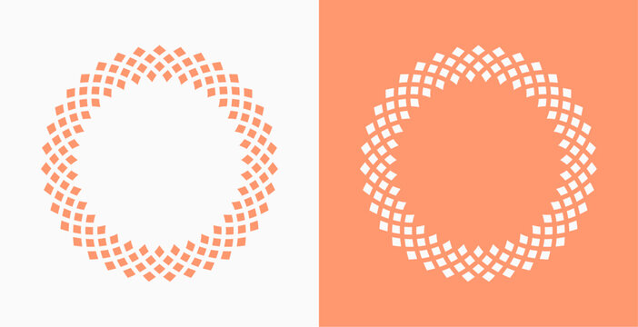 set of abstract symmetrical circular diamond pattern design