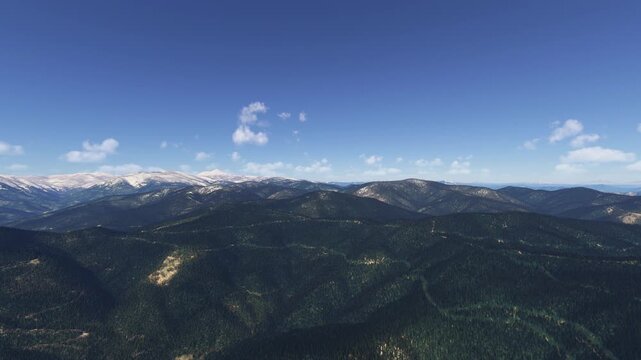 Side aerial view of the snow at Shasta Trinity National Forest in Redding. California. United States