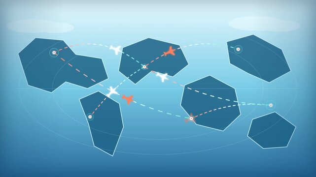 Intercontinental Air Travel Routes Across World Map