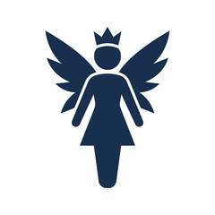 Fototapeta premium Stylized angel or fairy silhouette with crown and wings outline