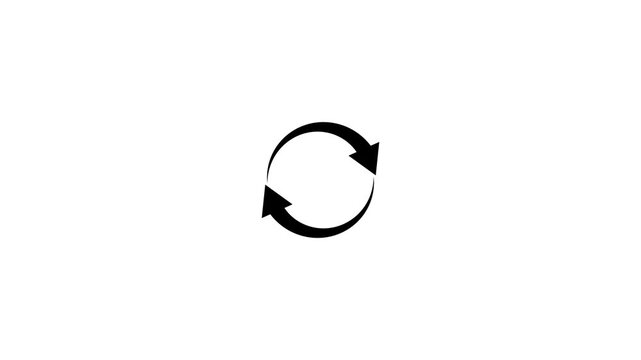 Two Black Arrows Forming a Circular Refresh Symbol on White Background Keywords: refresh, reload, recycle, repeat, circular, arrows, symbol, icon, loop, cycle, update, reset, interface, UI, web